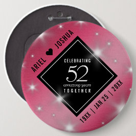 Elegant 52nd Star Ruby Wedding Jubileum Ronde Button 6,0 Cm