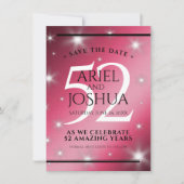 Elegant 52nd Star Ruby Wedding Jubileum Save The Date (Voorkant)