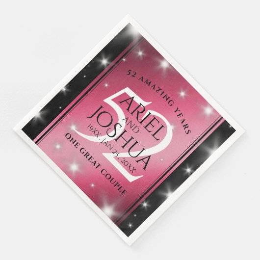 Elegant 52nd Star Ruby Wedding Jubileum Servet (Hoek)