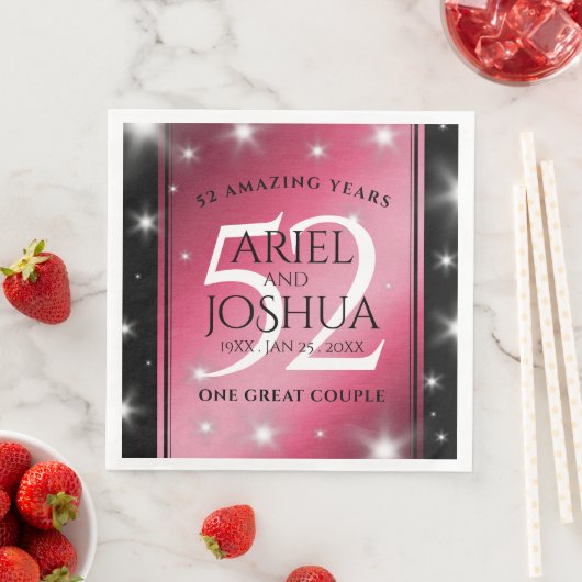 Elegant 52nd Star Ruby Wedding Jubileum Servet (Insitu)