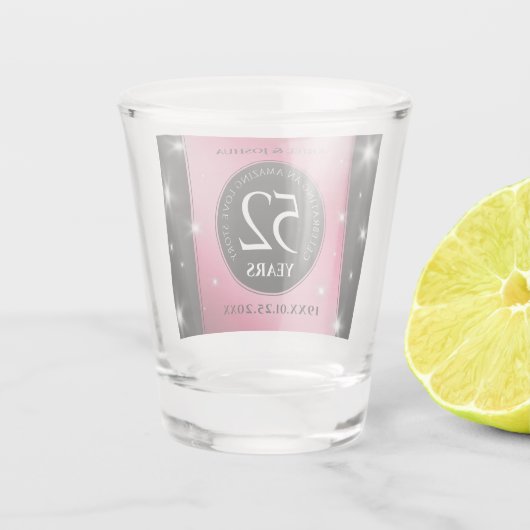 Elegant 52nd Star Ruby Wedding Jubileum Shot Glas (Achterkant)