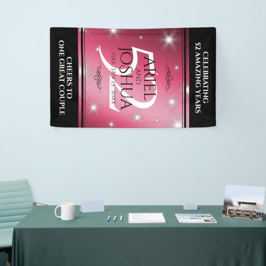 Elegant 52nd Star Ruby Wedding Jubileum Spandoek (Beurs)