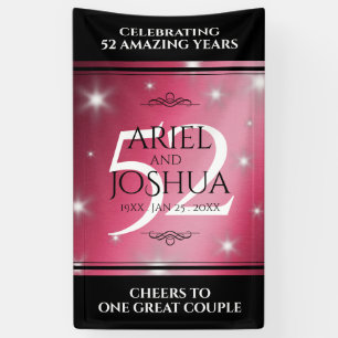 Elegant 52nd Star Ruby Wedding Jubileum Spandoek