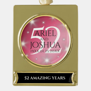 Elegant 52nd Star Ruby Wedding Jubileum Verguld Banner Ornament