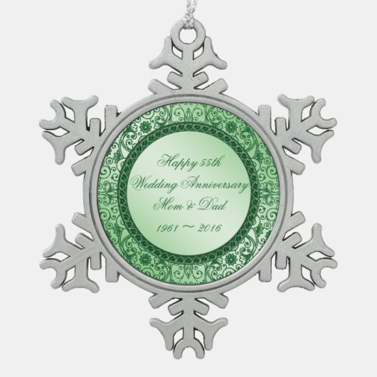 Elegant 55 bruiloft Jubileum Sneeuwvlok Ornament (Voorkant)