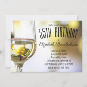 Elegant 55e verjaardag Wijn Gold White Bokeh Kaart (Voorkant)