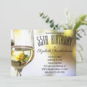 Elegant 55e verjaardag Wijn Gold White Bokeh Kaart (Staand voorkant)