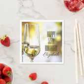Elegant 55th Birthday Gold Bokeh Wine Glass Party Servet (Insitu)