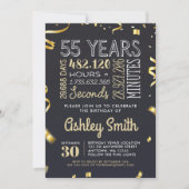 Elegant 55th Birthday Invitation Gold Glitter Kaart (Voorkant)