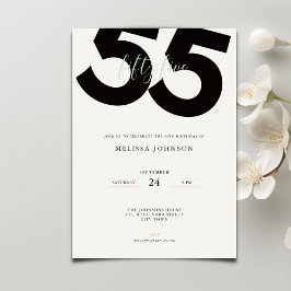 Elegant 55th Birthday Invitation - Minimal Style Kaart