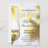 Elegant 55th Birthday White Wine Glass Custom Kaart (Voorkant)