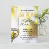 Elegant 55th Birthday White Wine Glass Custom Kaart (Staand voorkant)