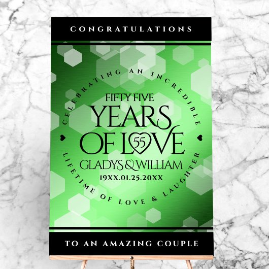 Elegant 55th Emerald Wedding Jubileum Acryl Bord