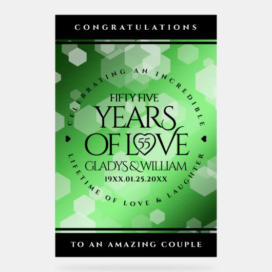 Elegant 55th Emerald Wedding Jubileum Acryl Bord