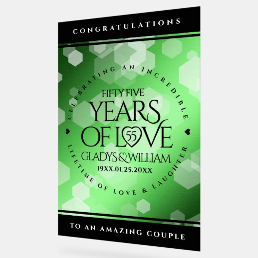 Elegant 55th Emerald Wedding Jubileum Acryl Bord (Hoek)