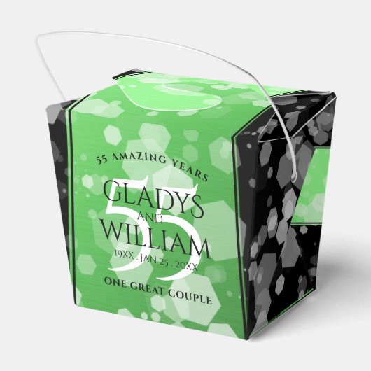 Elegant 55th Emerald Wedding Jubileum Bedankdoosjes (Achterkant)