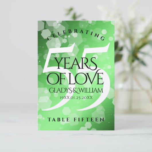 Elegant 55th Emerald Wedding Jubileum Bedankkaart (Staand voorkant)