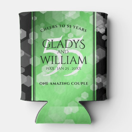 Elegant 55th Emerald Wedding Jubileum Blikjeskoeler (Achterkant)