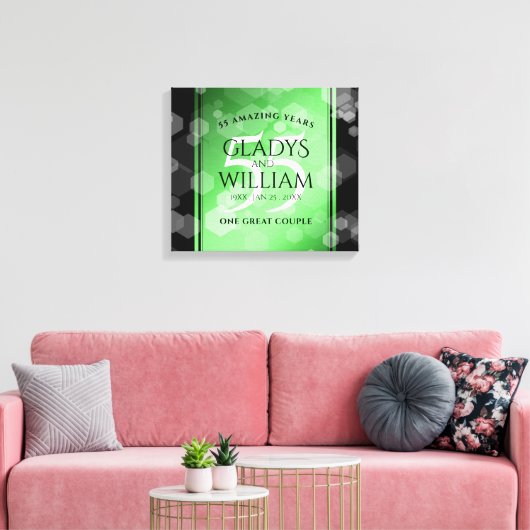Elegant 55th Emerald Wedding Jubileum Canvas Afdruk (Insitu (Woonkamer))