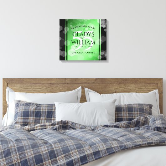 Elegant 55th Emerald Wedding Jubileum Canvas Afdruk (Insitu (Slaapkamer))