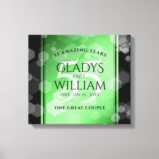 Elegant 55th Emerald Wedding Jubileum Canvas Afdruk (Voorkant)