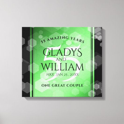 Elegant 55th Emerald Wedding Jubileum Canvas Afdruk (Voorkant)