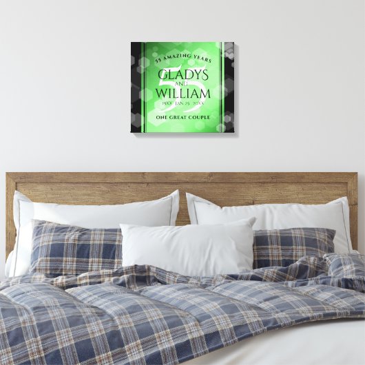 Elegant 55th Emerald Wedding Jubileum Canvas Afdruk (Insitu (Slaapkamer))