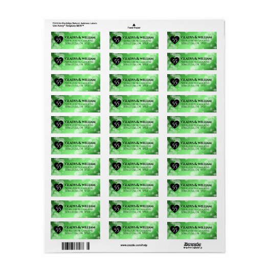 Elegant 55th Emerald Wedding Jubileum Etiket (Full Sheet)