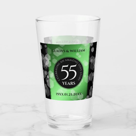 Elegant 55th Emerald Wedding Jubileum Glas (Achterkant)