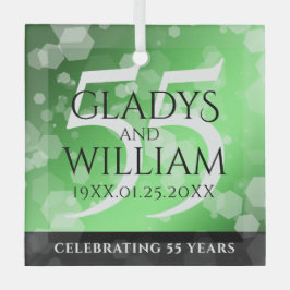 Elegant 55th Emerald Wedding Jubileum Glas Ornament