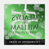 Elegant 55th Emerald Wedding Jubileum Glas Ornament (Achterkant)