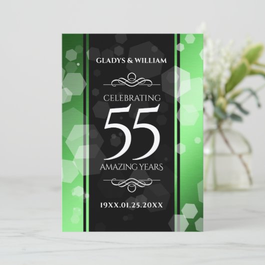 Elegant 55th Emerald Wedding Jubileum Kaart (Staand voorkant)
