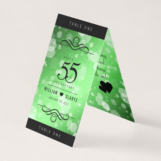 Elegant 55th Emerald Wedding Jubileum Kaart (Achterkant)