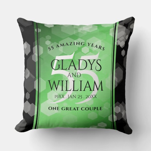 Elegant 55th Emerald Wedding Jubileum Kussen (Voorkant)