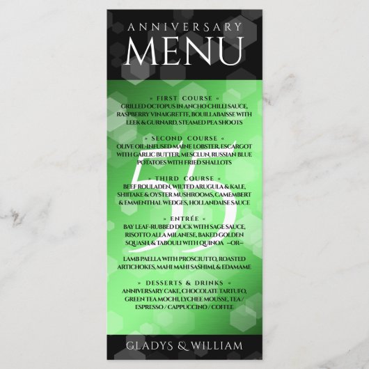 Elegant 55th Emerald Wedding Jubileum Menu (Voorkant)