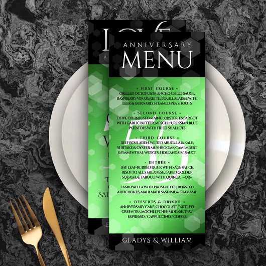 Elegant 55th Emerald Wedding Jubileum Menu