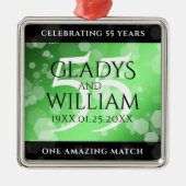 Elegant 55th Emerald Wedding Jubileum Metalen Ornament (Voorkant)