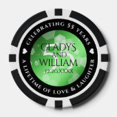 Elegant 55th Emerald Wedding Jubileum Poker Chips (Voorkant)