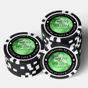 Elegant 55th Emerald Wedding Jubileum Poker Chips