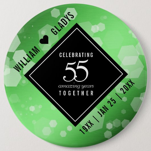 Elegant 55th Emerald Wedding Jubileum Ronde Button 6,0 Cm (Voorkant)