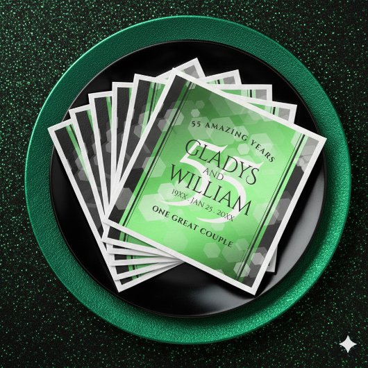 Elegant 55th Emerald Wedding Jubileum Servet