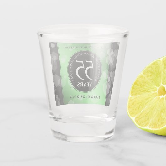 Elegant 55th Emerald Wedding Jubileum Shot Glas (Achterkant)