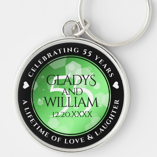 Elegant 55th Emerald Wedding Jubileum Sleutelhanger (Voorkant)
