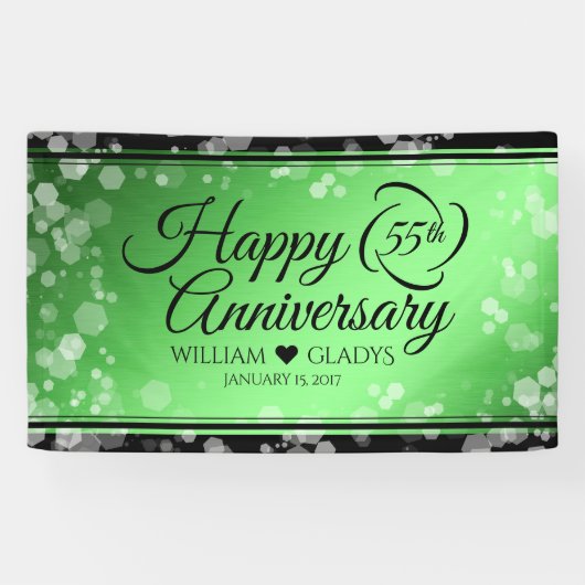 Elegant 55th Emerald Wedding Jubileum Spandoek (Horizontaal)