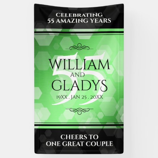 Elegant 55th Emerald Wedding Jubileum Spandoek (Verticaal)