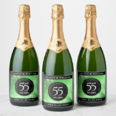 Elegant 55th Emerald Wedding Jubileum Sparkling Wijnetiket (Flessen)