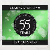 Elegant 55th Emerald Wedding Jubileum Sparkling Wijnetiket (Enkel label)