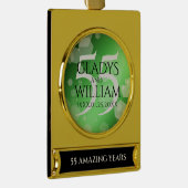 Elegant 55th Emerald Wedding Jubileum Verguld Banner Ornament (Rechts)