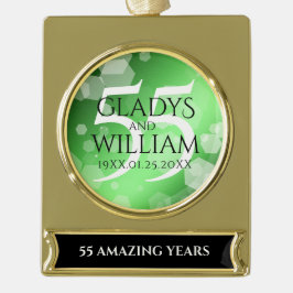 Elegant 55th Emerald Wedding Jubileum Verguld Banner Ornament
