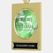 Elegant 55th Emerald Wedding Jubileum Verguld Banner Ornament (Links)